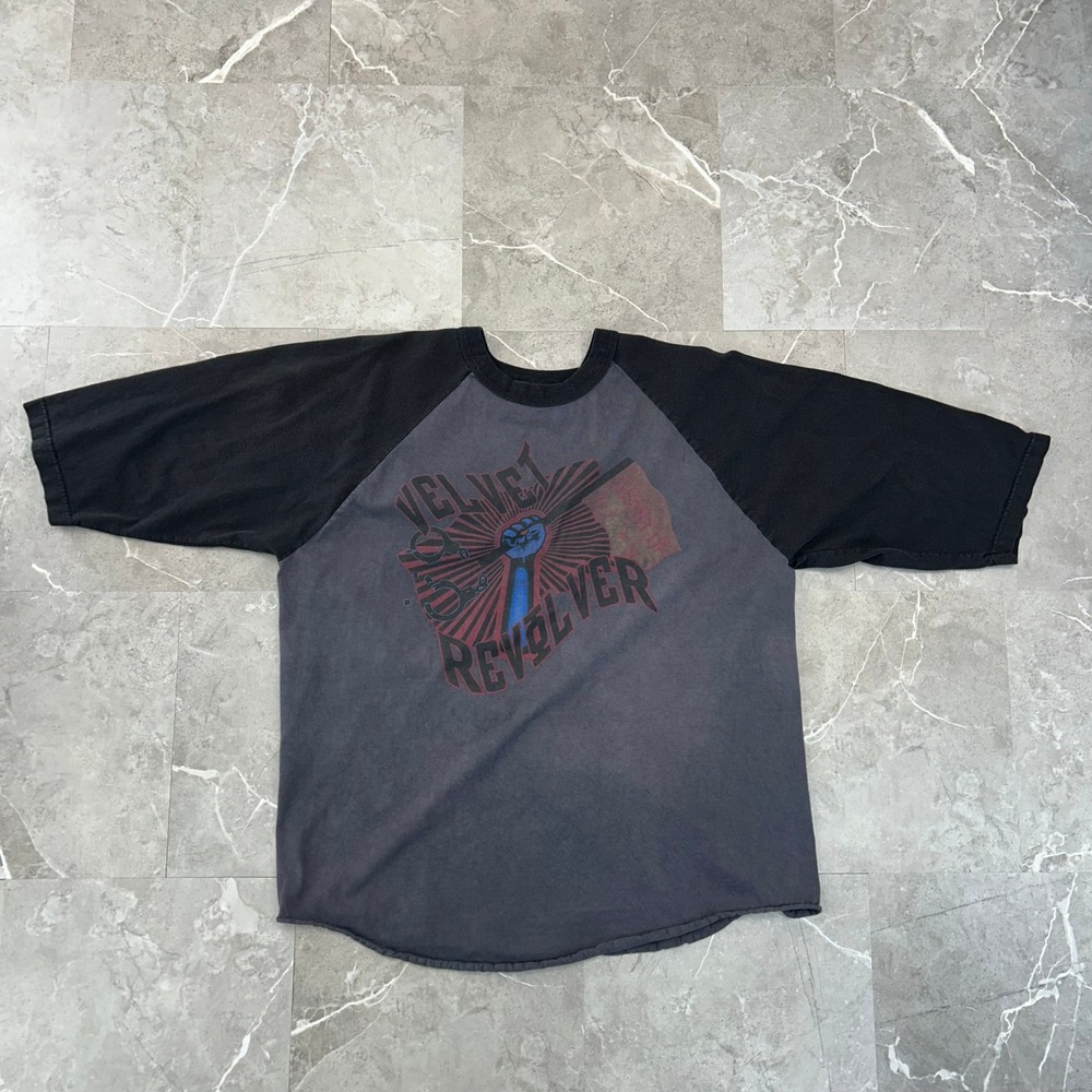 Vintage Velvet Revolver Graphic Tour Tee Mens XL 3/4 Baseball Sleeve Faded Shirt